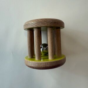Lovevery Rolling Wooden Rattle Toy with Silver Bell